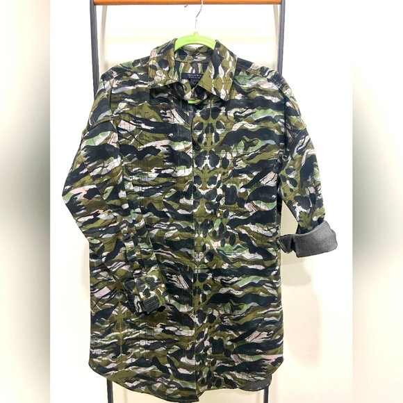 NWOT All Saints Inez Oniyuri Shirt Dress Khaki Green Size 8 - Picture 4 of 13